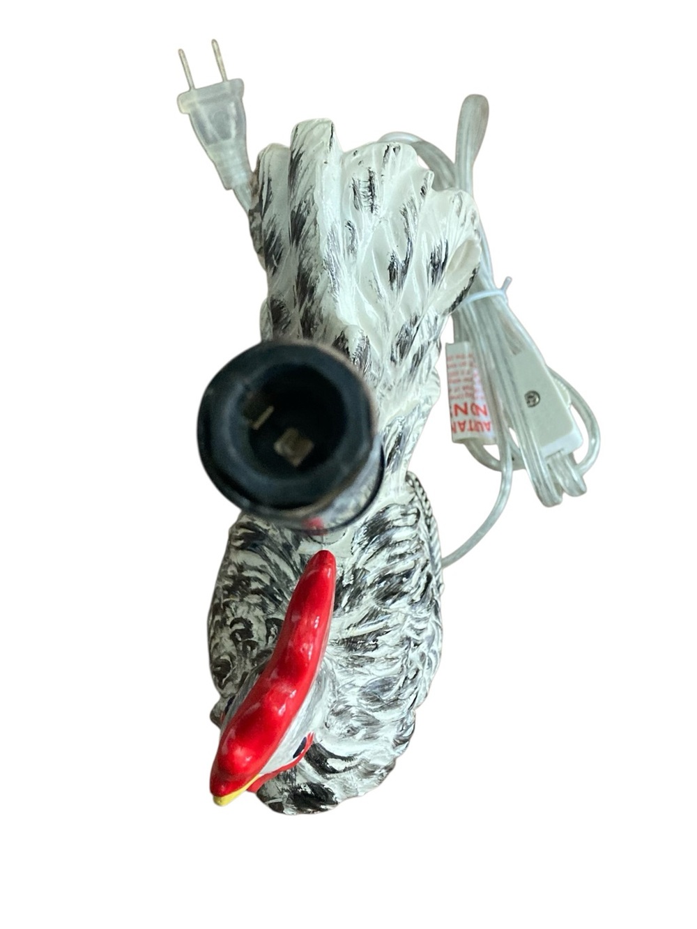 Farmhouse Retro Ceramic Painted Black and White Rooster Lamp Base - Picture 6 of 10